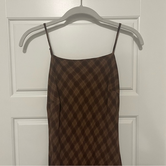 The Workshop Checkered Brown Maxi Dress | M - Picture 2 of 7